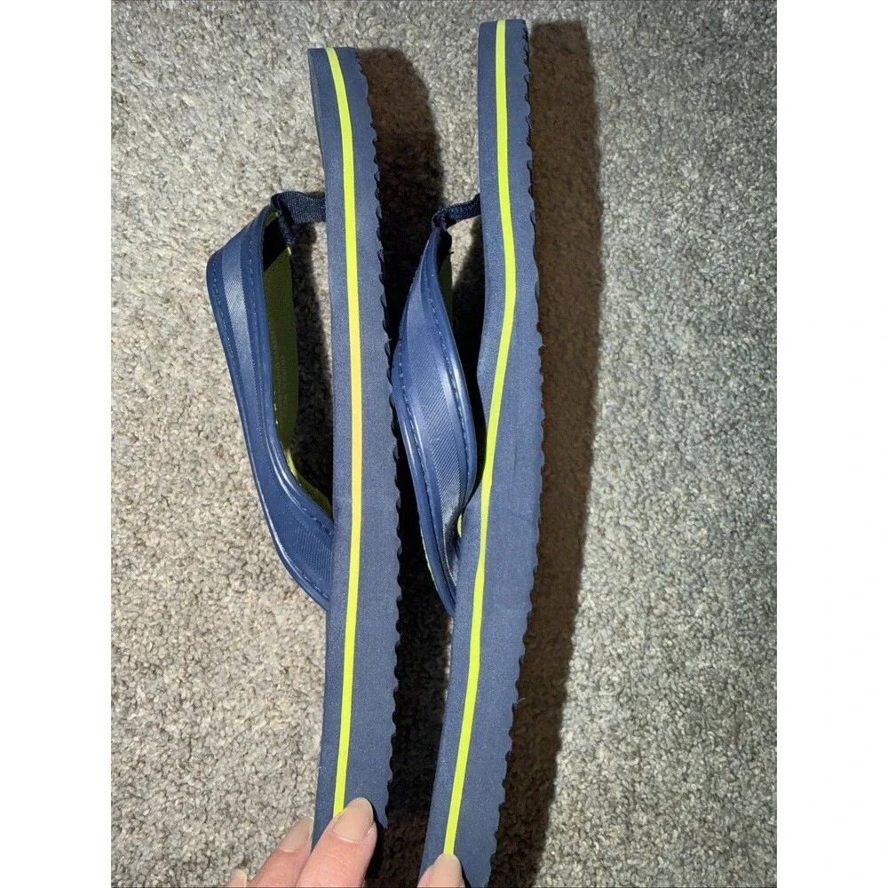 Men's Panama Jack Lightweight Flip Flops Size 10/11 Large Navy W/ Neon Write Out